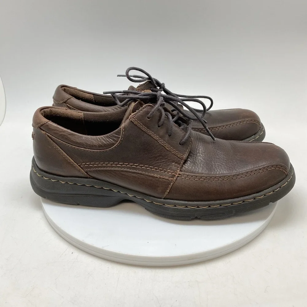 Dunham Shoes Mens 9 D Brodrick Lace Up Brown Leather DAA04BR Casual Preppy